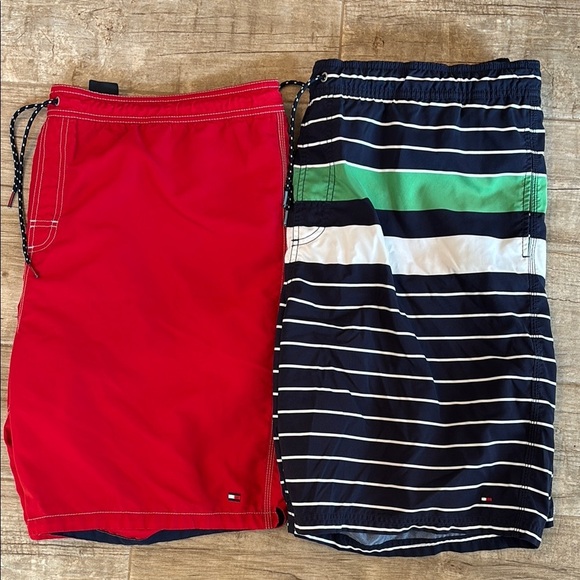Tommy Hilfiger Other - Tommy Hilfiger Red and Striped lined  Swim Shorts